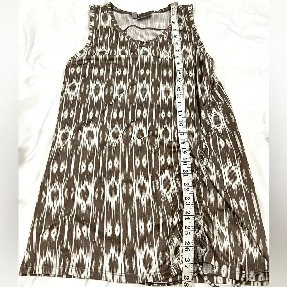 Athleta sleeveless tunic top abstract ikat print side ruched size M